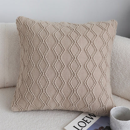 SOGA 45cm Warm Beige Diamond Knit Pillowcase