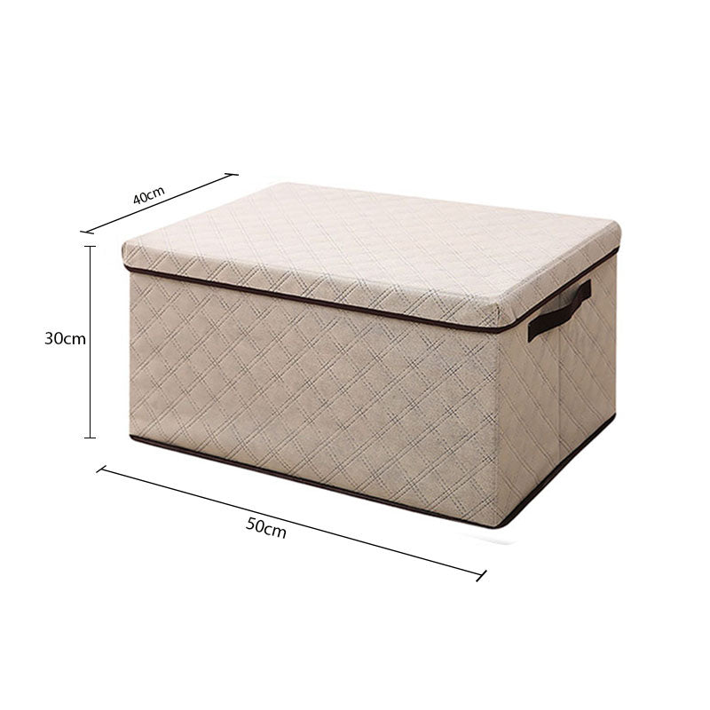 SOGA Large Beige Non-Woven Diamond Quilt Grid Fabric Storage/Organizer Box