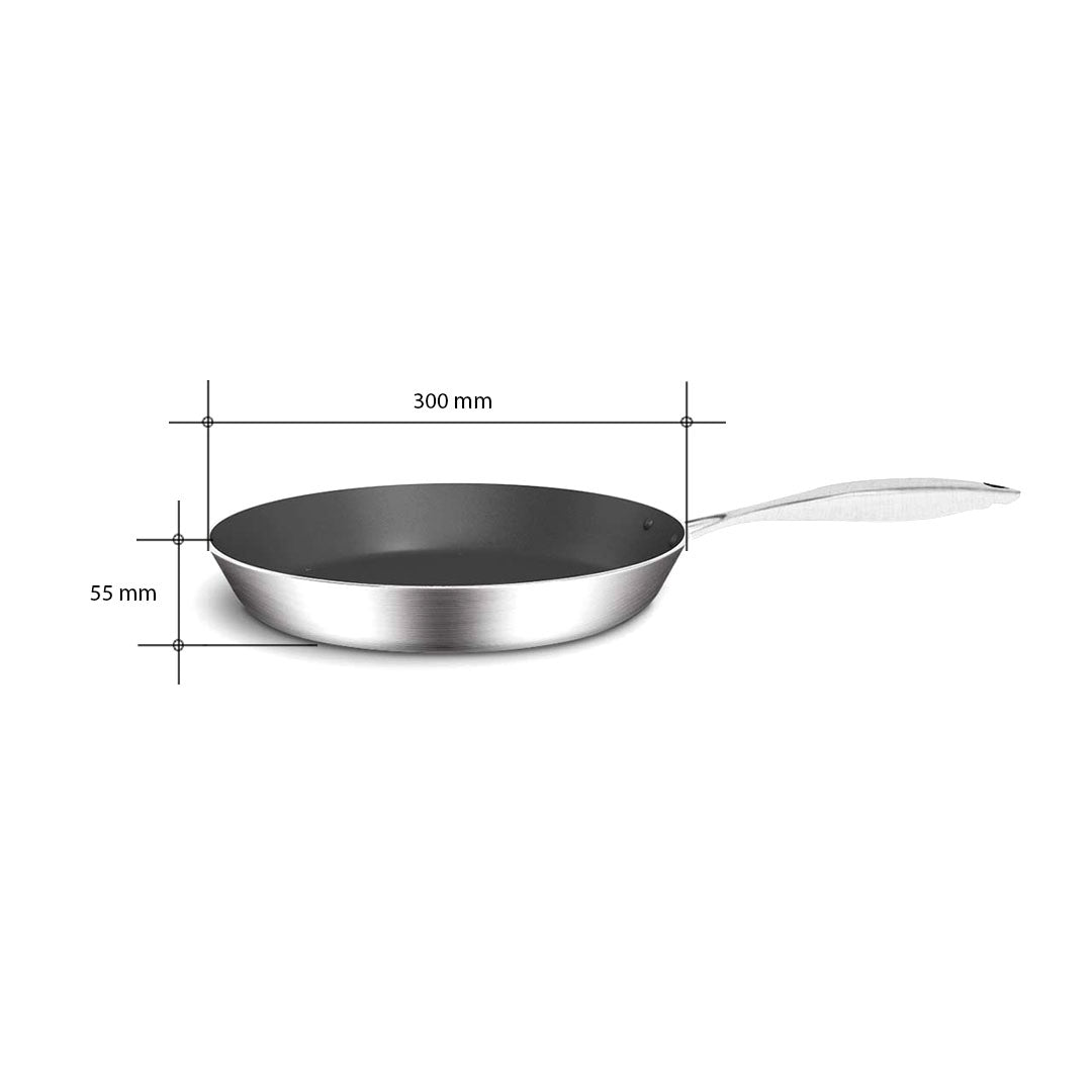 SOGA Stainless Steel Fry Pan 30cm Frying Pan Induction FryPan Non Stick Interior