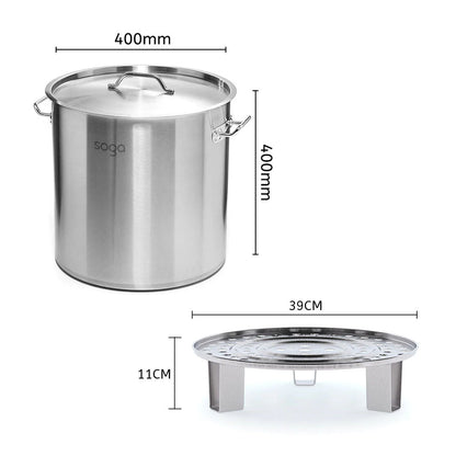 SOGA 50L Stainless Steel Stock Pot with One Steamer Rack Insert Stockpot Tray