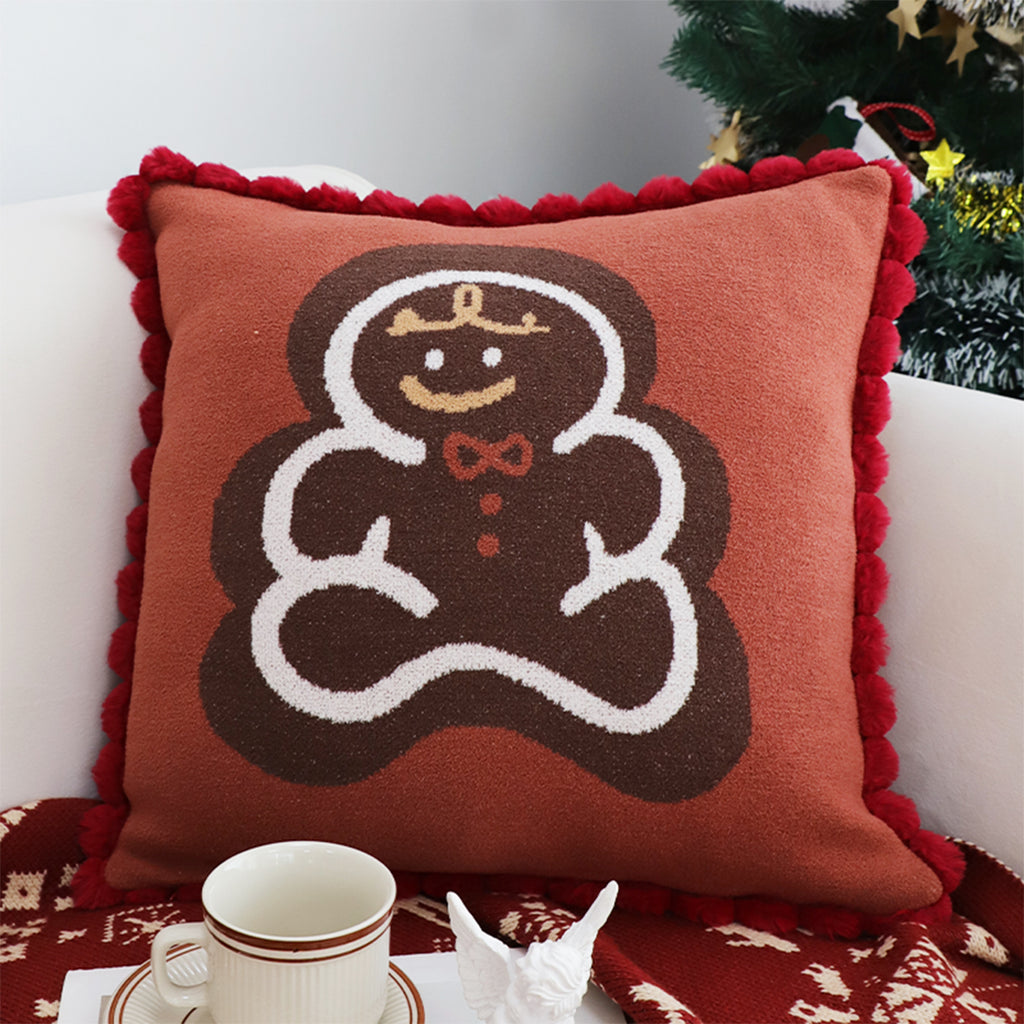 SOGA 45cm Cozy Christmas Gingerbread Man Accent Pillowcase