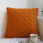 SOGA 45cm Burnt Orange Diamond Knit Pillowcase