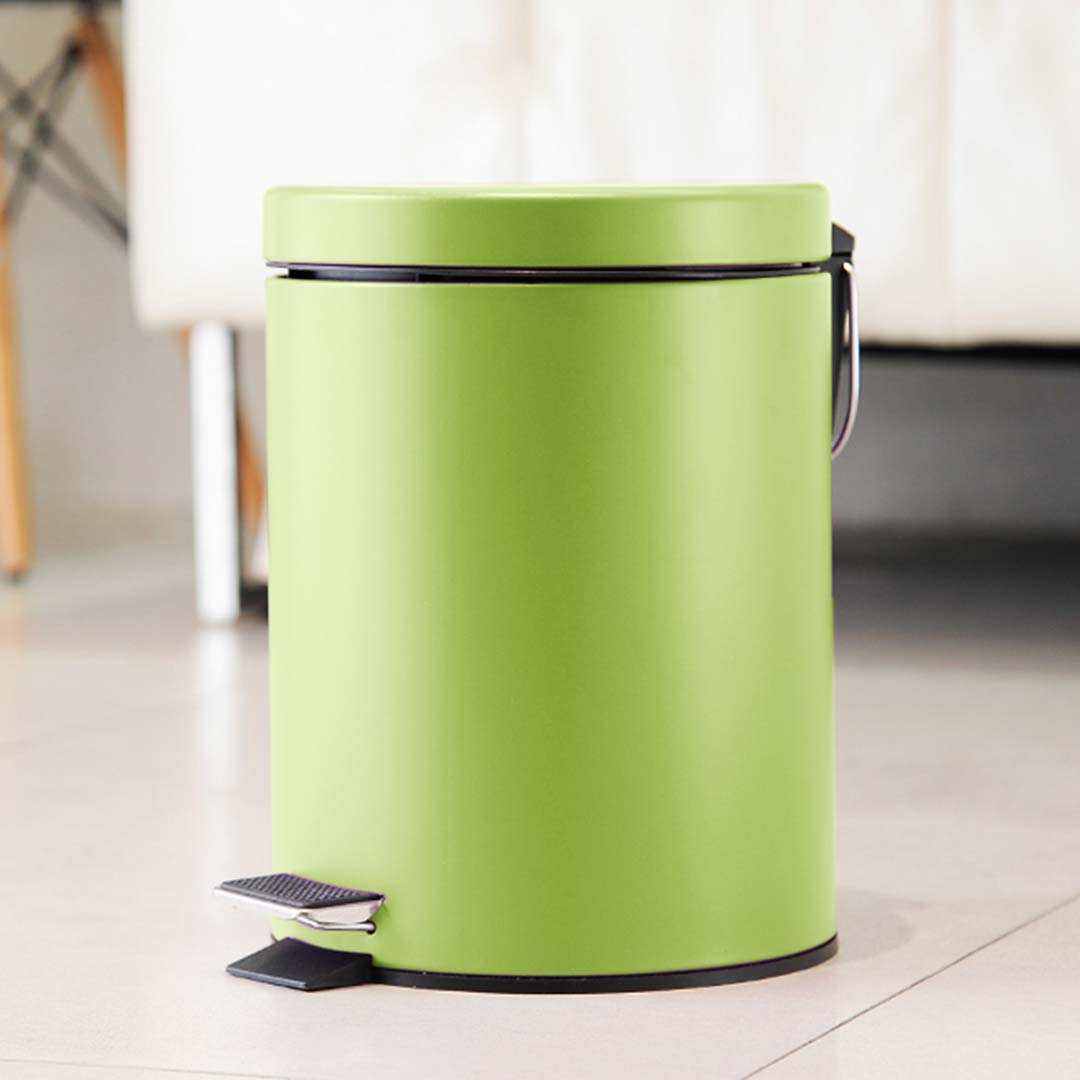 SOGA 4X Foot Pedal Stainless Steel Rubbish Recycling Garbage Waste Trash Bin Round 12L Green