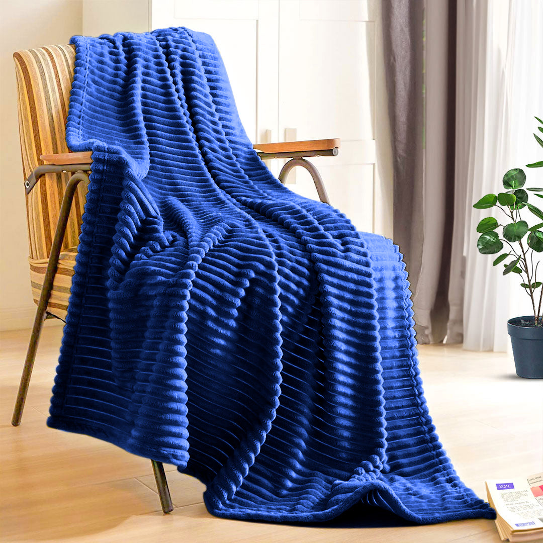 SOGA Throw Blanket Warm Cozy Striped Pattern Thin Flannel Coverlet Fleece Bed Sofa Comforter