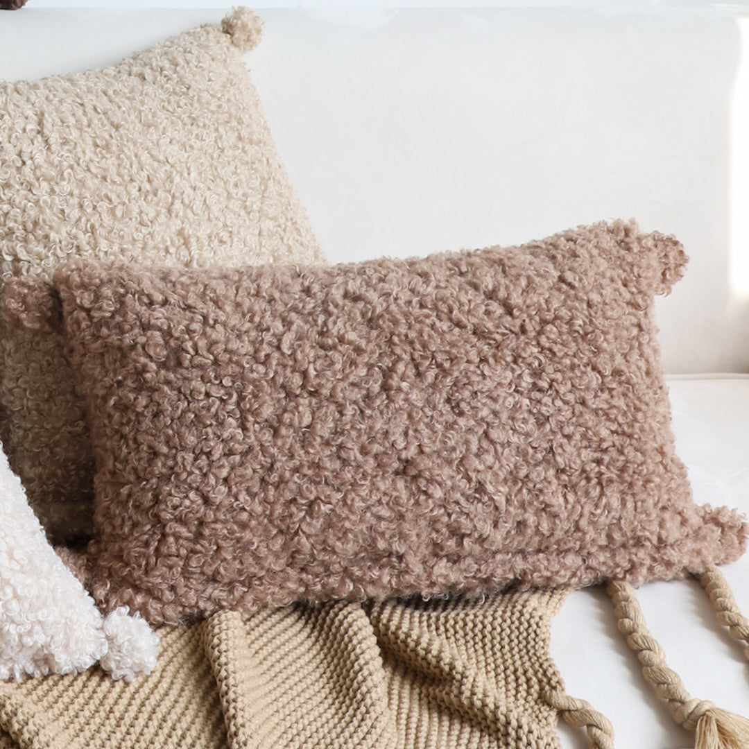 SOGA 30x50cm Sage Green Textured Lumbar Pillow with Tassels