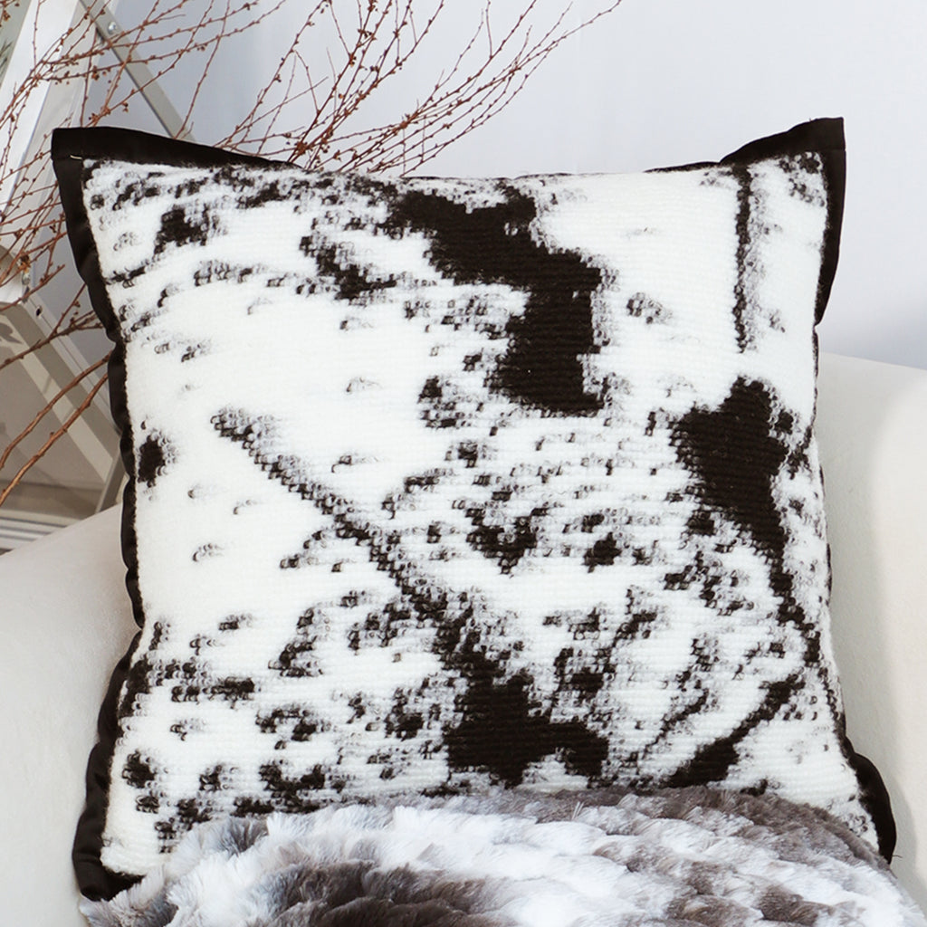 SOGA 45cm Black & White Leopard Print Square Pillowcase