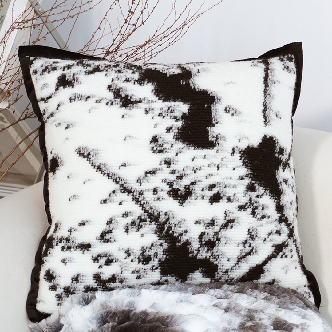 SOGA 45cm Black & White Leopard Print Square Pillowcase