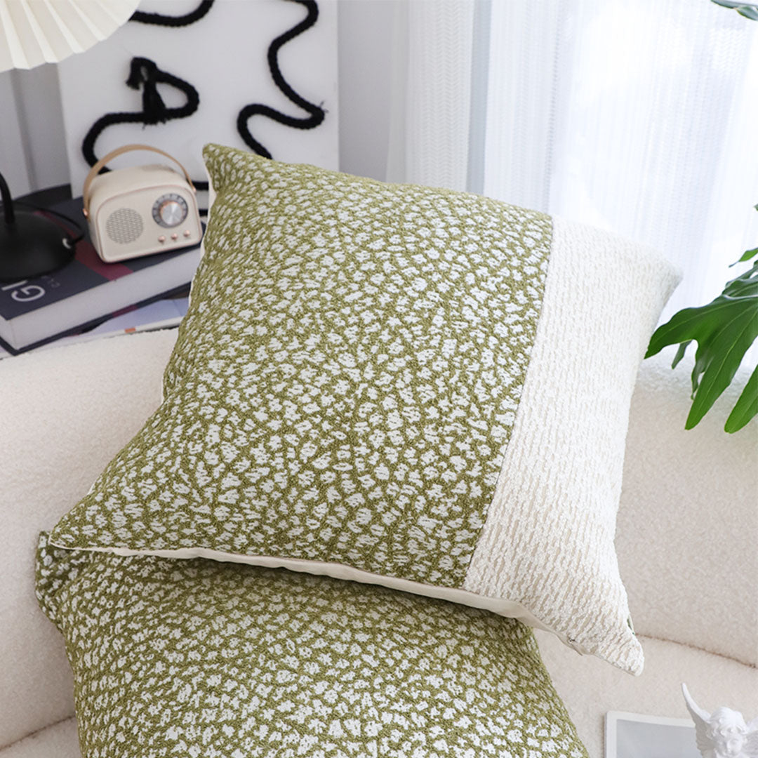 SOGA 2X 45cm Elegant Textured Pillowcase – Modern Green & Cream Accent