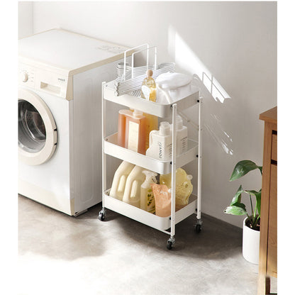 SOGA 3 Tier Steel White Foldable Kitchen Cart Multi-Functional Shelves Portable Storage Organizer with Wheels