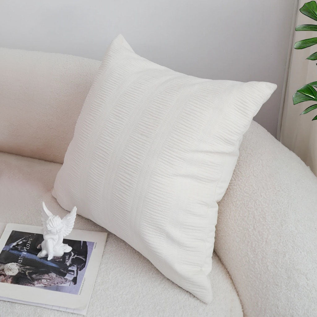 SOGA 45cm Cream Corduroy Polyester Throw Pillow Cover