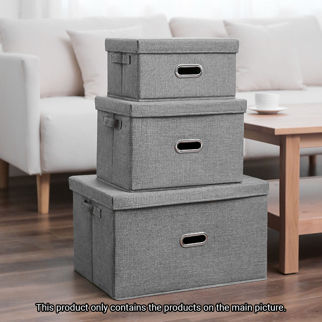 SOGA Grey Small Foldable Canvas Storage Box Cube Clothes Basket Organiser Home Decorative Box