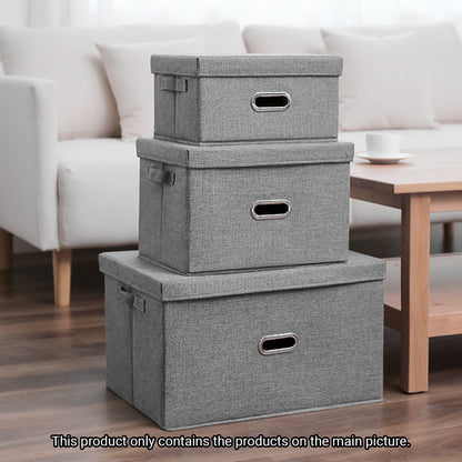 SOGA Grey Small Foldable Canvas Storage Box Cube Clothes Basket Organiser Home Decorative Box