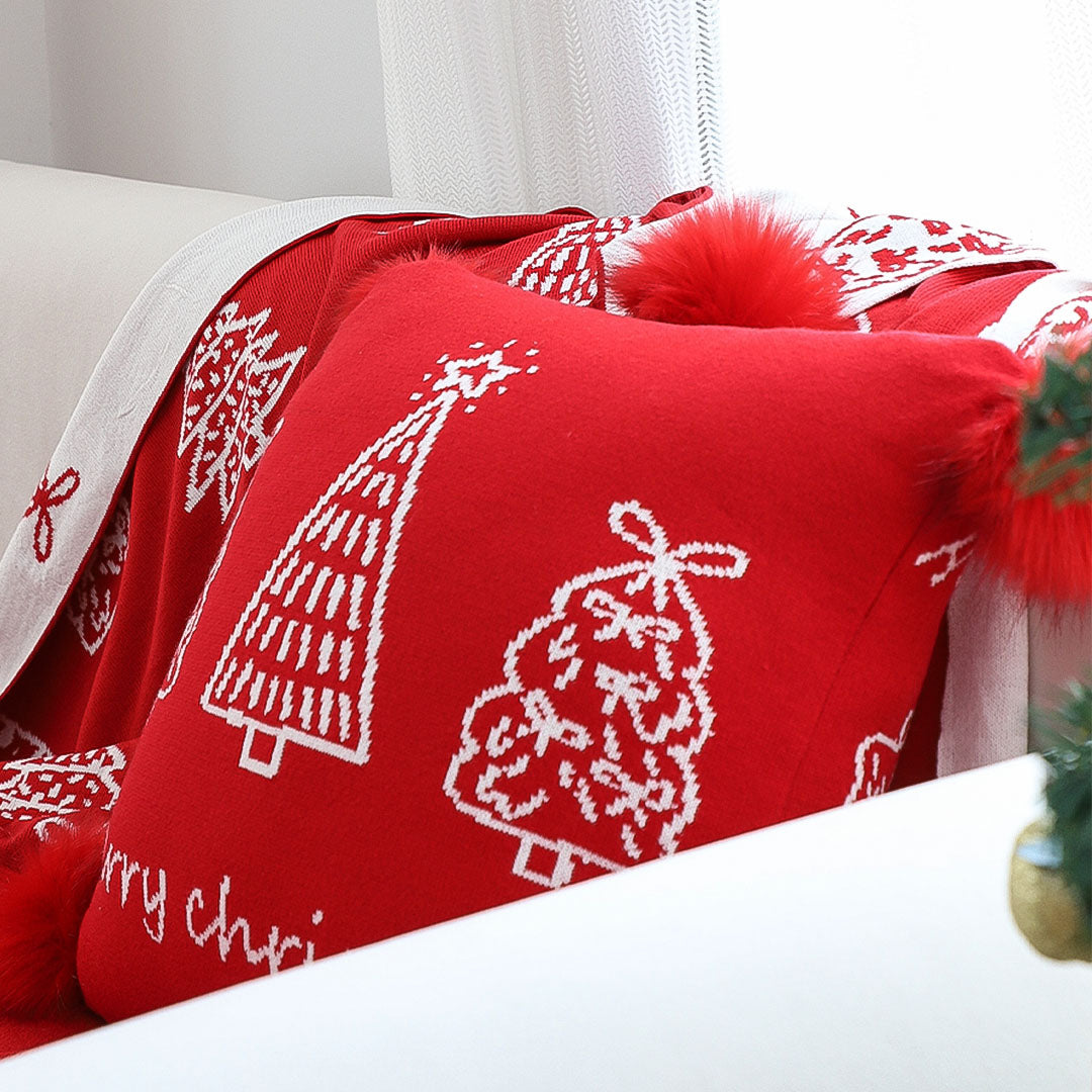 SOGA 45cm Whimsical Red Christmas Tree Pillowcase