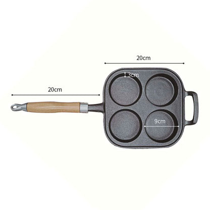 SOGA 2X 4 Mold Cast Iron Breakfast Fried Egg Pancake Omelette Fry Pan