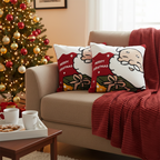 SOGA 3PC Christmas Set – Striped Flannel Throw Blanket with 2 Embroidered Santa Claus Pillow Covers