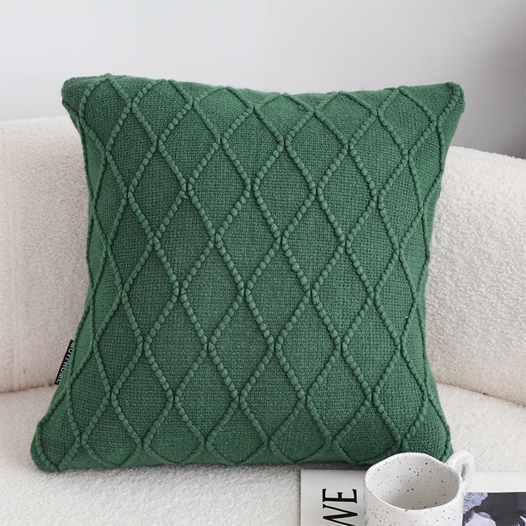 SOGA 45cm Forest Green Diamond Knit Pillowcase