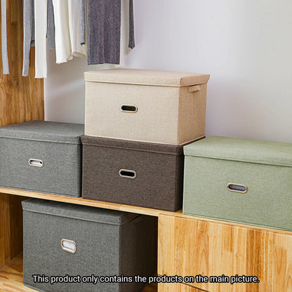 SOGA 2X Coffee Large Foldable Canvas Storage Box Cube Clothes Basket Organiser Home Decorative Box