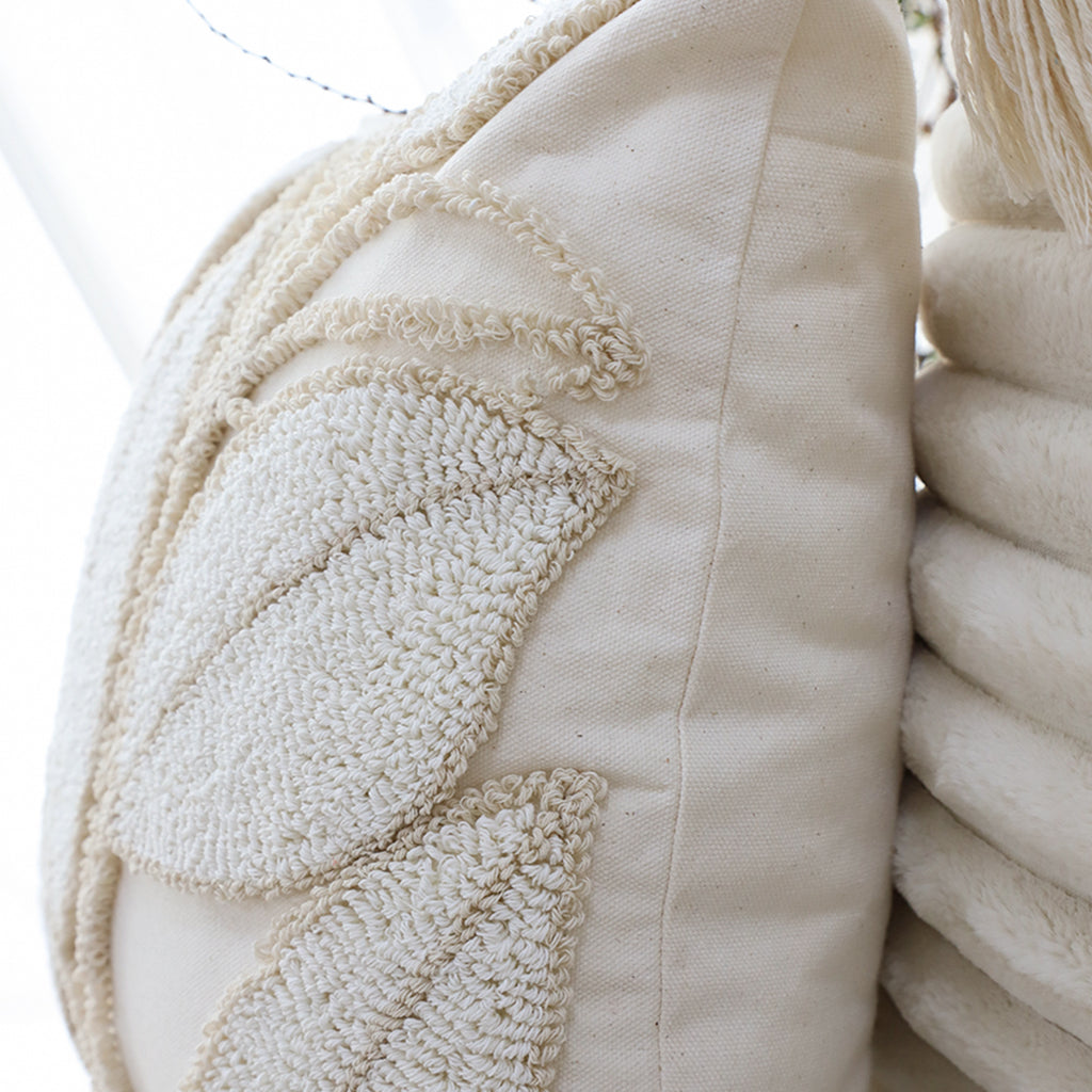 SOGA 45cm Luxe Cream Quilted Pillow Cover with Tassels