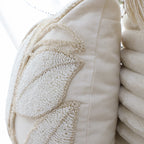 SOGA 45cm Luxe Cream Quilted Pillow Cover with Tassels