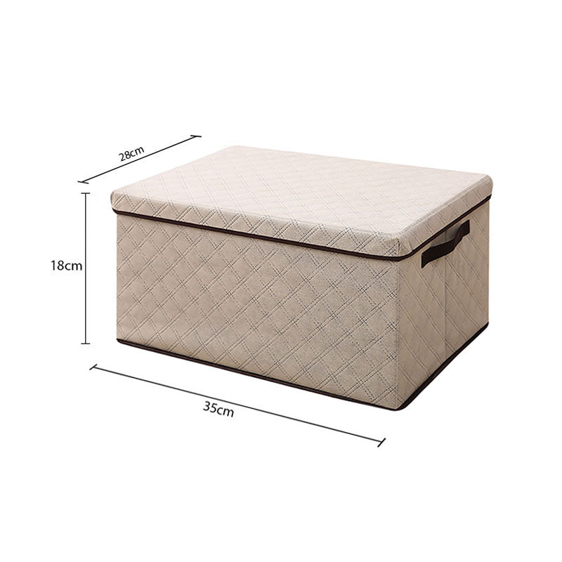 SOGA 2X Small Beige Non-Woven Diamond Quilt Grid Fabric Storage/ Organizer Box