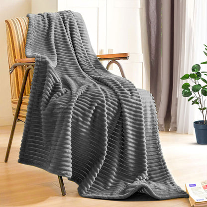 SOGA 2X Throw Blanket Warm Cozy Striped Pattern Thin Flannel Coverlet Fleece Bed Sofa Comforter