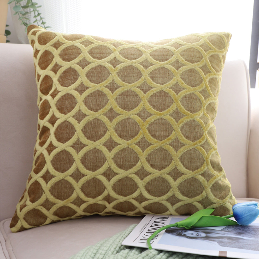 SOGA 45cm Geometric Lattice Pillowcase (Yellow)