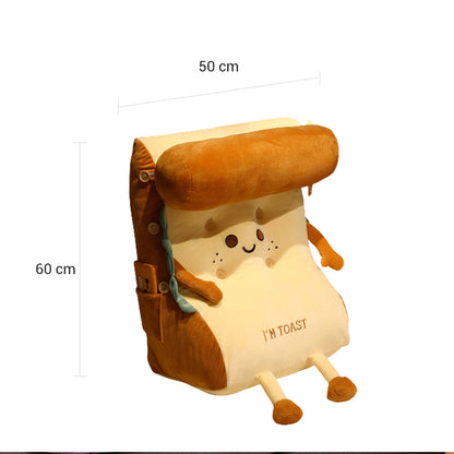 SOGA Smiley Face Toast Bread Wedge Cushion Stuffed Plush Cartoon Back Support Pillow Home Decor