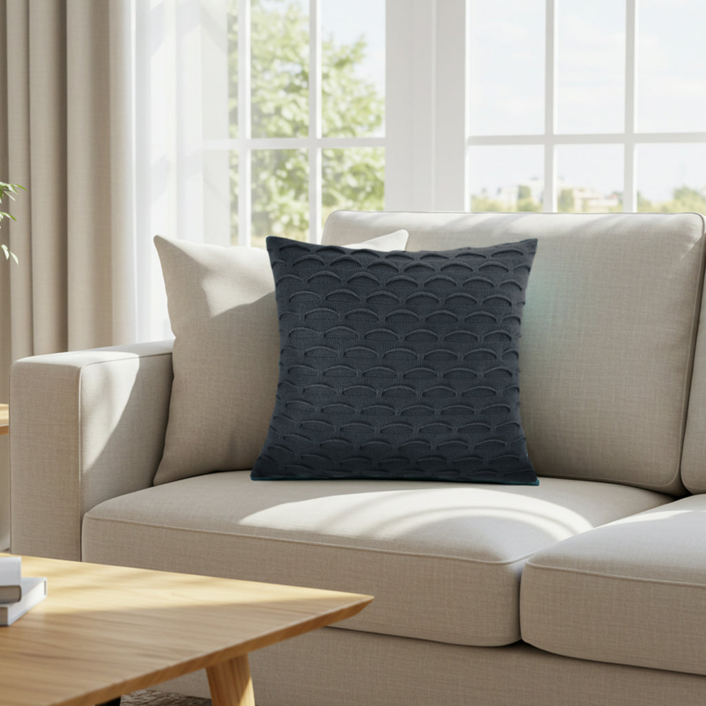 SOGA 45cm Scalloped Wave Pillowcase (Charcoal Gray)