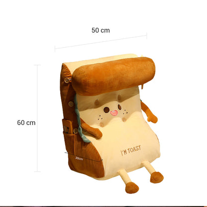 SOGA Cute Face Toast Bread Wedge Cushion Stuffed Plush Cartoon Back Support Pillow Home Decor