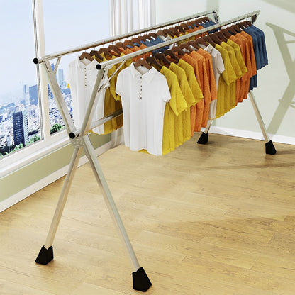 SOGA 2X 2.0m Portable Standing Clothes Drying Rack Foldable Space-Saving Laundry Holder 3 Poles
