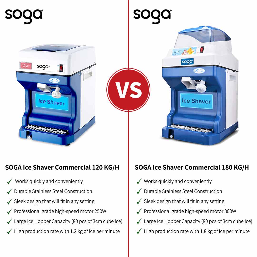 SOGA Ice Shaver Commercial Electric Stainless Steel Ice Crusher Slicer Machine 120kg/h