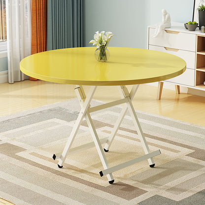 SOGA 2X Yellow Dining Table Portable Round Surface Space Saving Folding Desk Home Decor