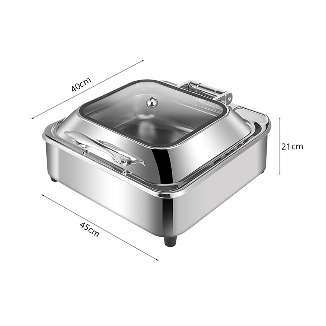 SOGA 2X Stainless Steel Square Chafing Dish Tray Buffet Cater Food Warmer Chafer with Top Lid