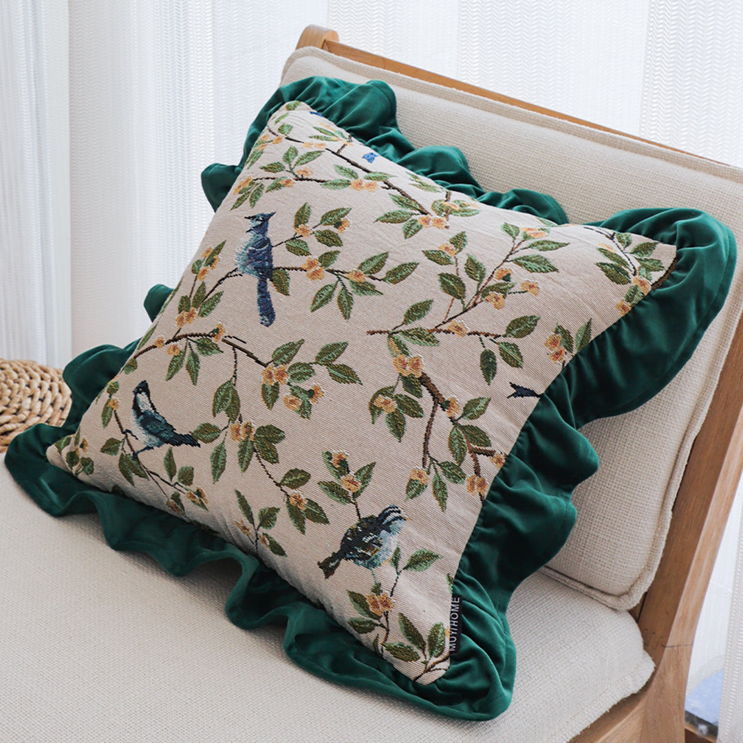 SOGA 45cm Enchanting Emerald & Avian Oasis Pillowcase