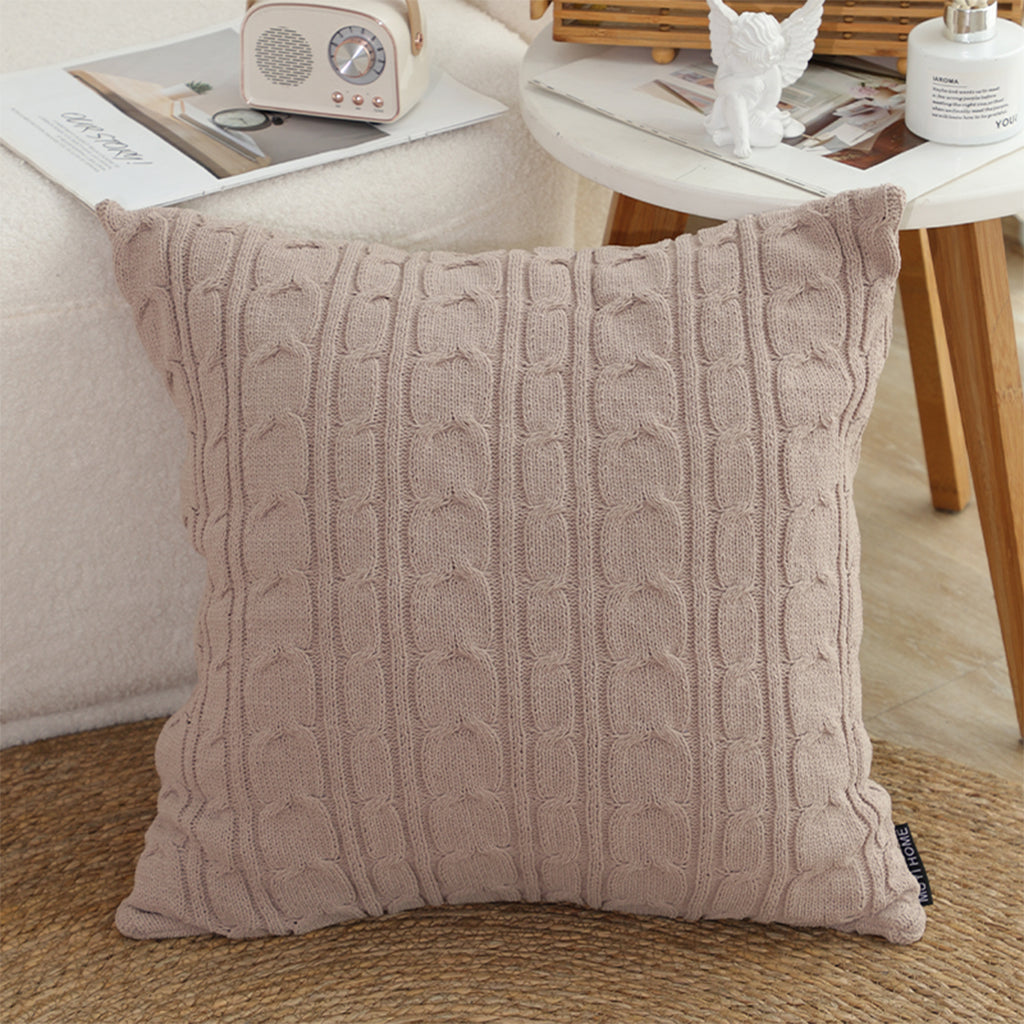 SOGA 45cm Dusty Rose Cable Knit Decorative Pillowcase