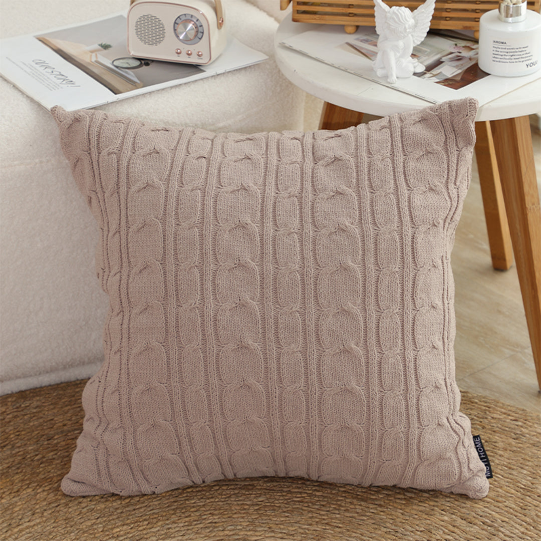 SOGA 45cm Dusty Rose Cable Knit Decorative Pillowcase