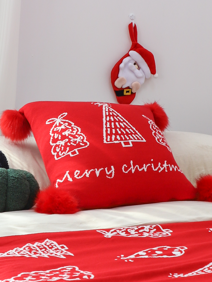 SOGA 45cm Whimsical Red Christmas Tree Pillowcase