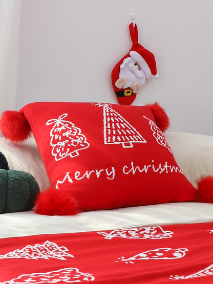 SOGA 45cm Whimsical Red Christmas Tree Pillowcase