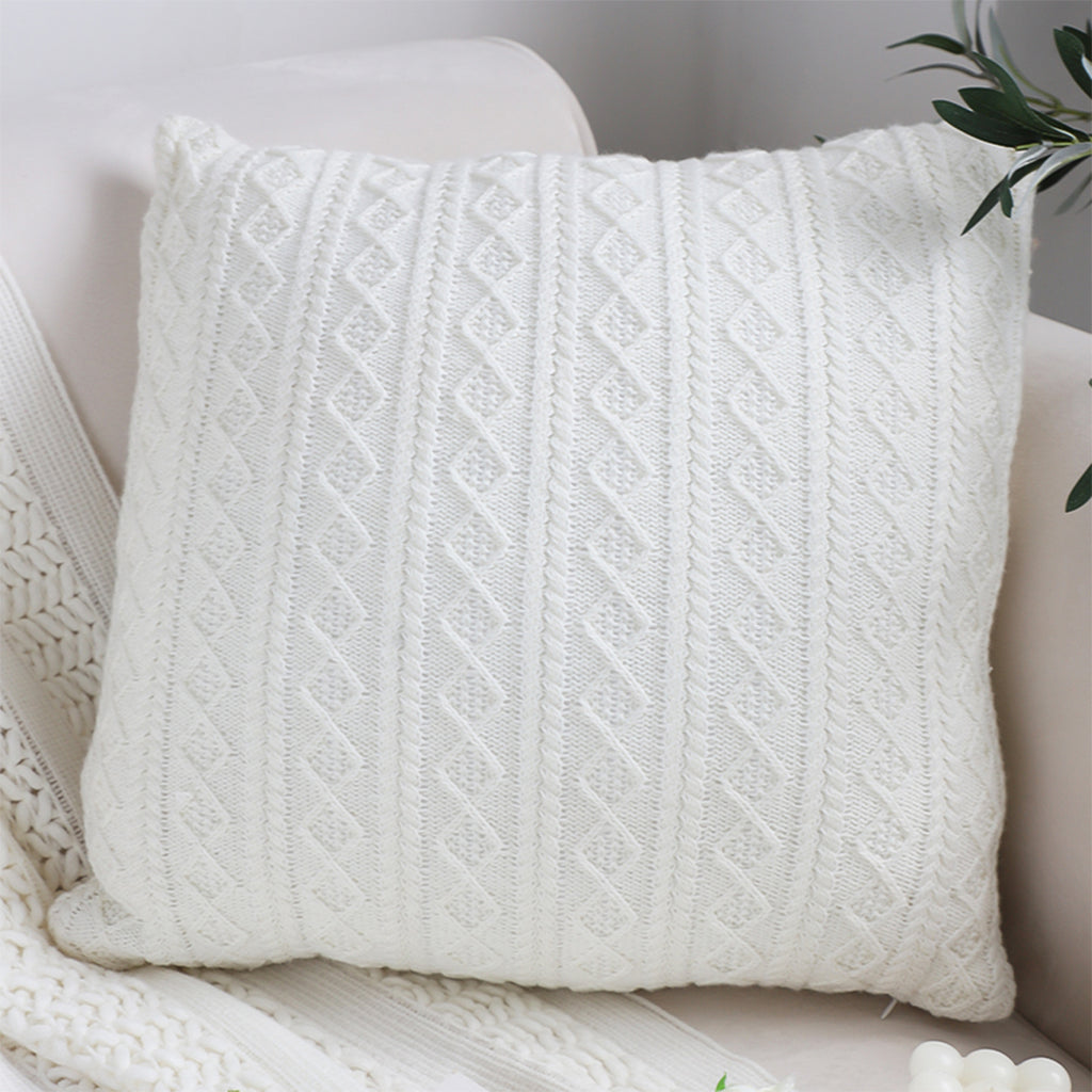 SOGA 2X 45cm Cable Knit Pure Pillowcases – Cozy Decorative Cushion Covers for Sofa, Bed & Home Décor