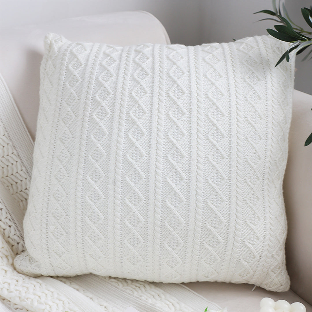 SOGA 2X 45cm Cable Knit Pure Pillowcases – Cozy Decorative Cushion Covers for Sofa, Bed & Home Décor