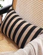 SOGA 2X 30x50cm Black & Tan Striped Rectangular Pillowcase