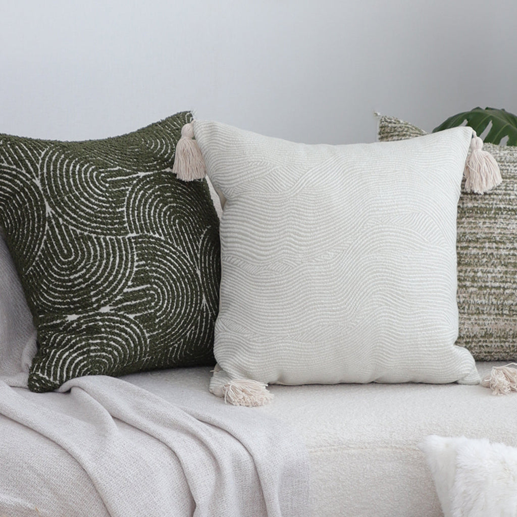 SOGA 2X 45cm Minimalist Cream Tassel Pillowcase with tassels