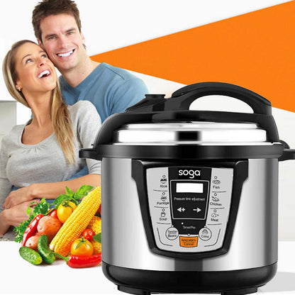 SOGA 2X Electric Stainless Steel Pressure Cooker 6L 1600W Multicooker 16