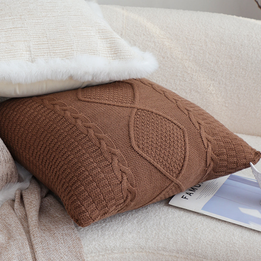 SOGA 45cm Sohobo Rectangle Knitted Cushion Cover with Boho Fringe