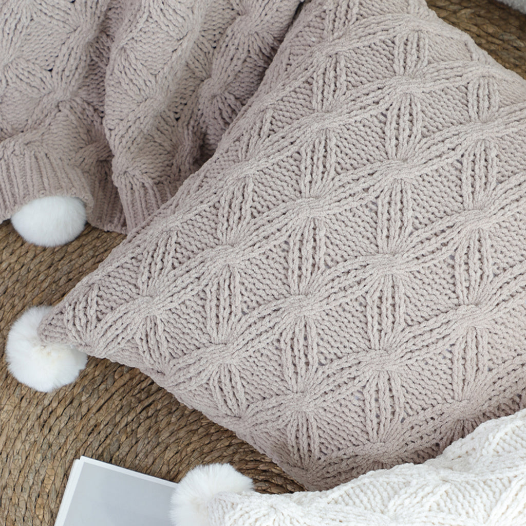 SOGA 45cm Diamond Knit Texture Brown Throw Pillowcase