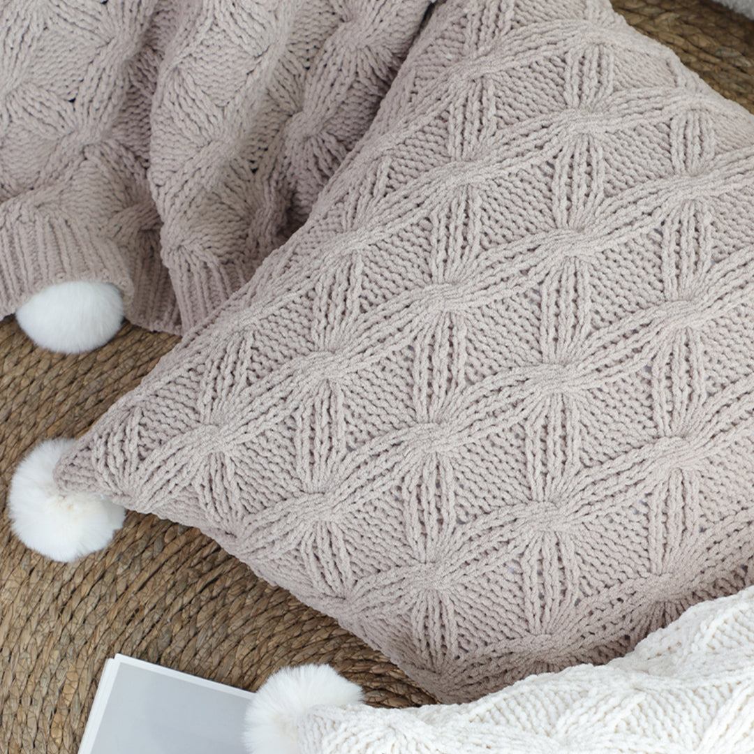 SOGA 45cm Diamond Knit Texture Brown Throw Pillowcase