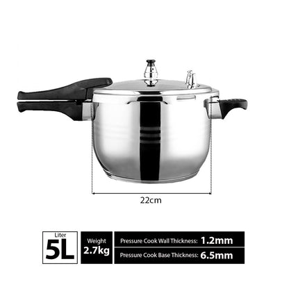 2X 5L Commercial Grade Stainless Steel Pressure Cooker