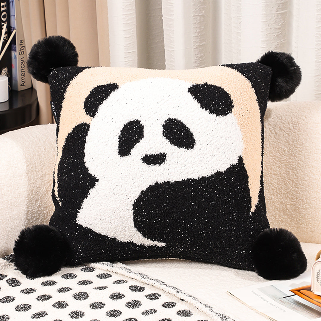 SOGA 45cm Panda Pom-Pom Decorative Pillowcase