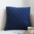 SOGA Set of 2 – Navy Blue Diamond Knit Pillowcases – 45cm Decorative Cushion Covers
