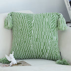 SOGA 2X 45cm Sage Chevron Tassel Pillowcase